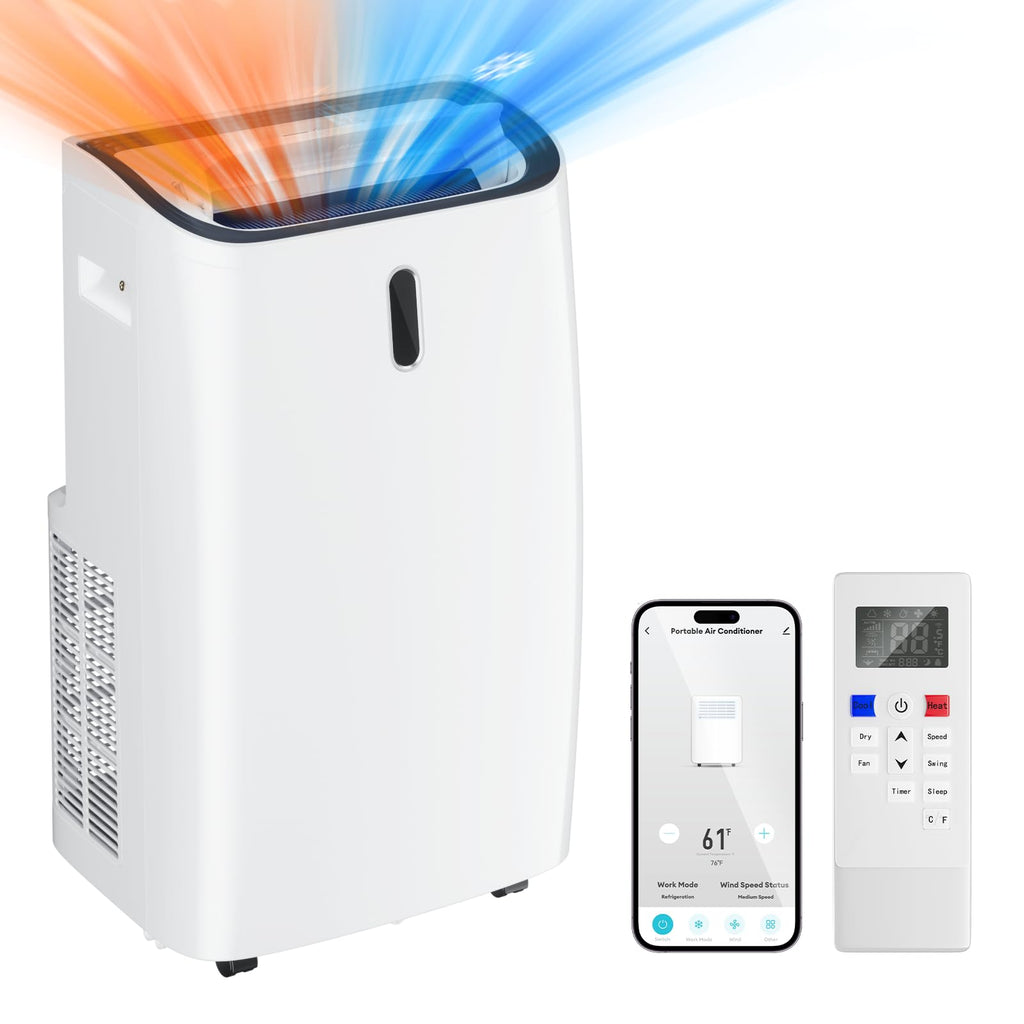 Muhub 12000 BTU Portable Air Conditioner, 4-in-1 with Cool/Heat/Dry/Fan Functions, Wi-Fi Smart AC Unit with App& Remote Control