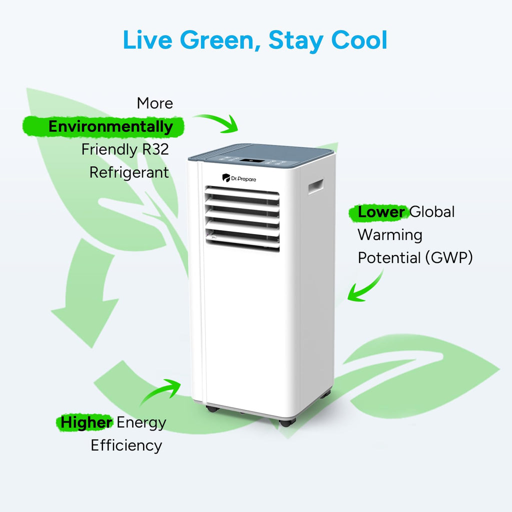 DR.PREPARE 8,000 BTU Portable Air Conditioner with WiFi Enabled, Cooling, Dehumidifier, Fan & Sleep Modes 4-in-1 Portable