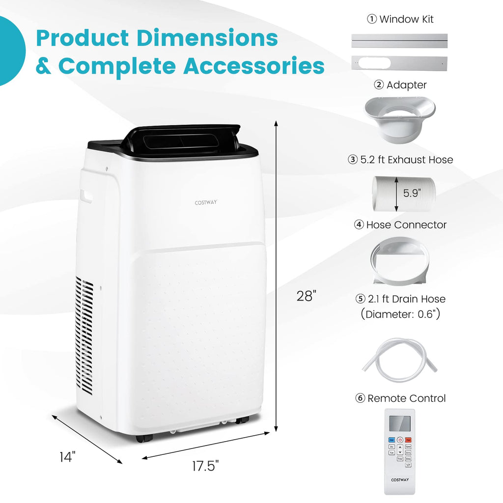 COSTWAY 13,000 BTU Portable Air Conditioner, Smart WiFi Enabled AC with App & Voice Control, with Cool, Fan