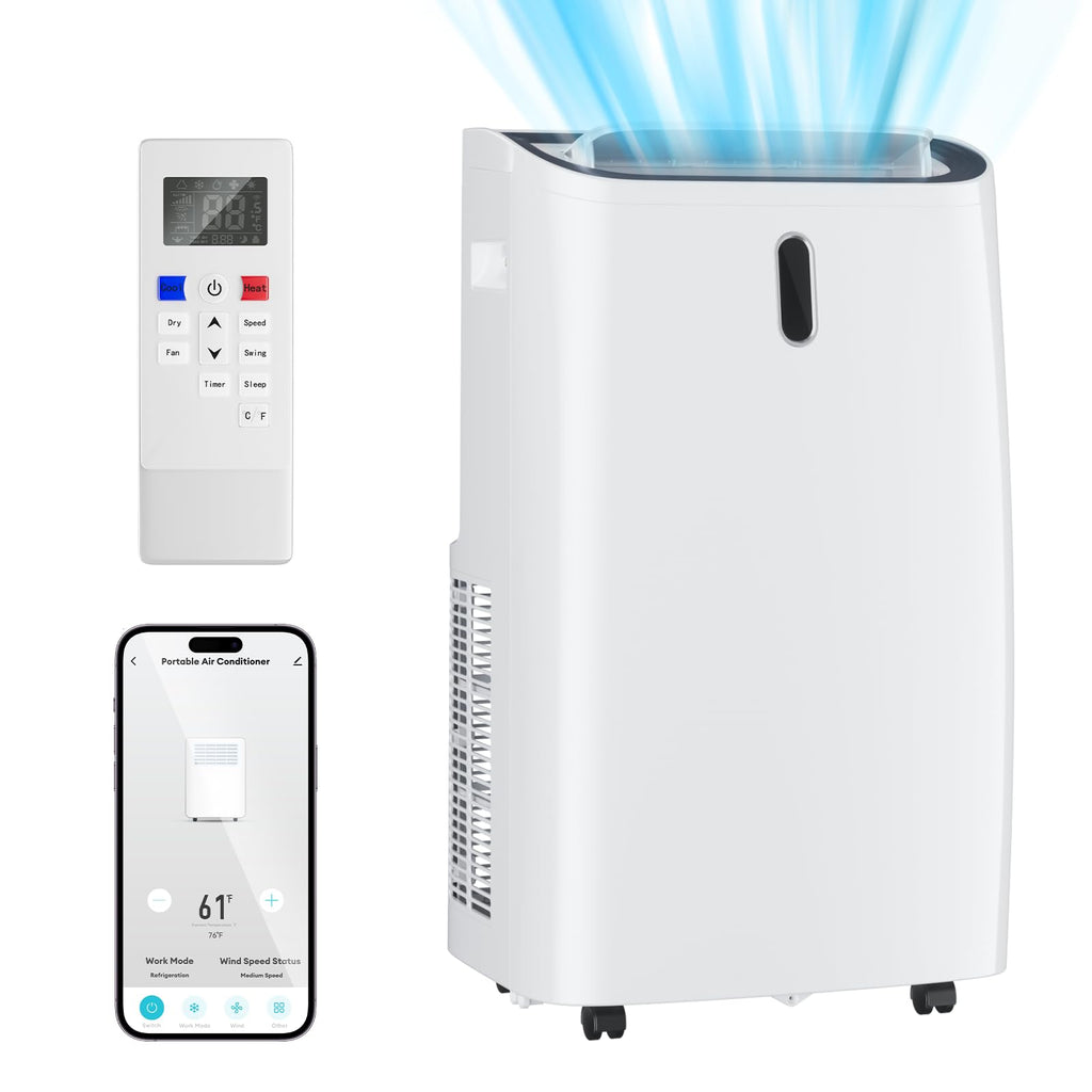 Muhub 12000 BTU Portable Air Conditioner, 4-in-1 with Cool/Heat/Dry/Fan Functions, Wi-Fi Smart AC Unit with App& Remote Control