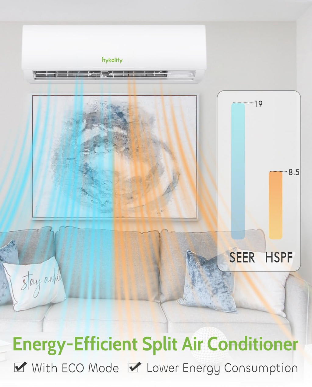 Wifi Enabled 18,000 BTU Mini Split Air Conditioner & Heater, 19 SEER2 230V Split AC Unit Ductless Inverter System