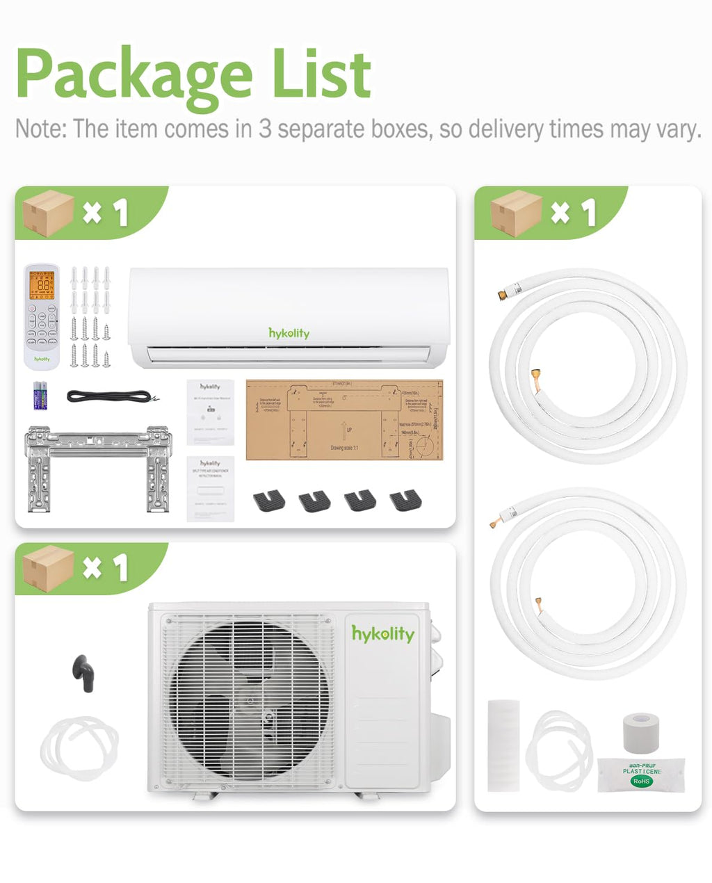 Wifi Enabled 18,000 BTU Mini Split Air Conditioner & Heater, 19 SEER2 230V Split AC Unit Ductless Inverter System