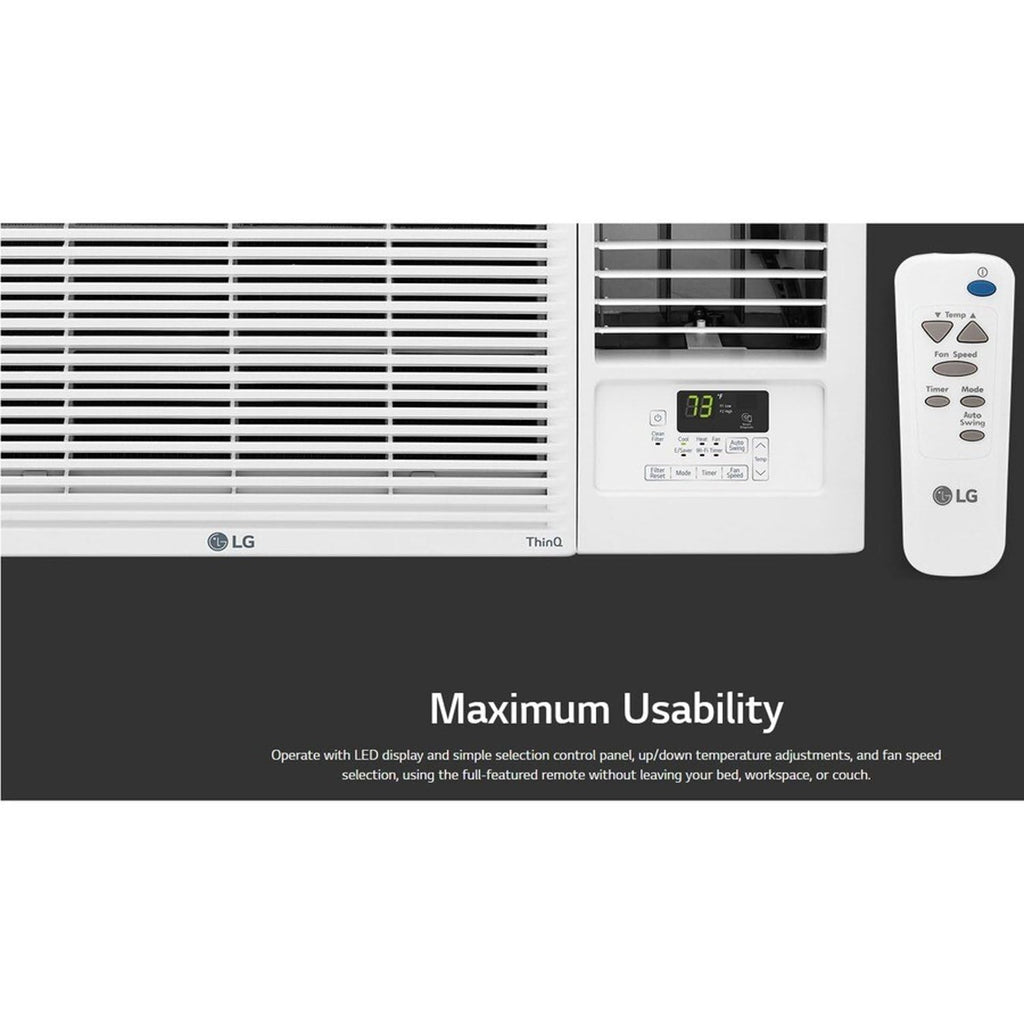 LG 18,000 BTU Heat and Cool Window Air Conditioner with WiFi Controls, Smart Temperature Control for Rooms up to 1,000 Sq. Ft., White