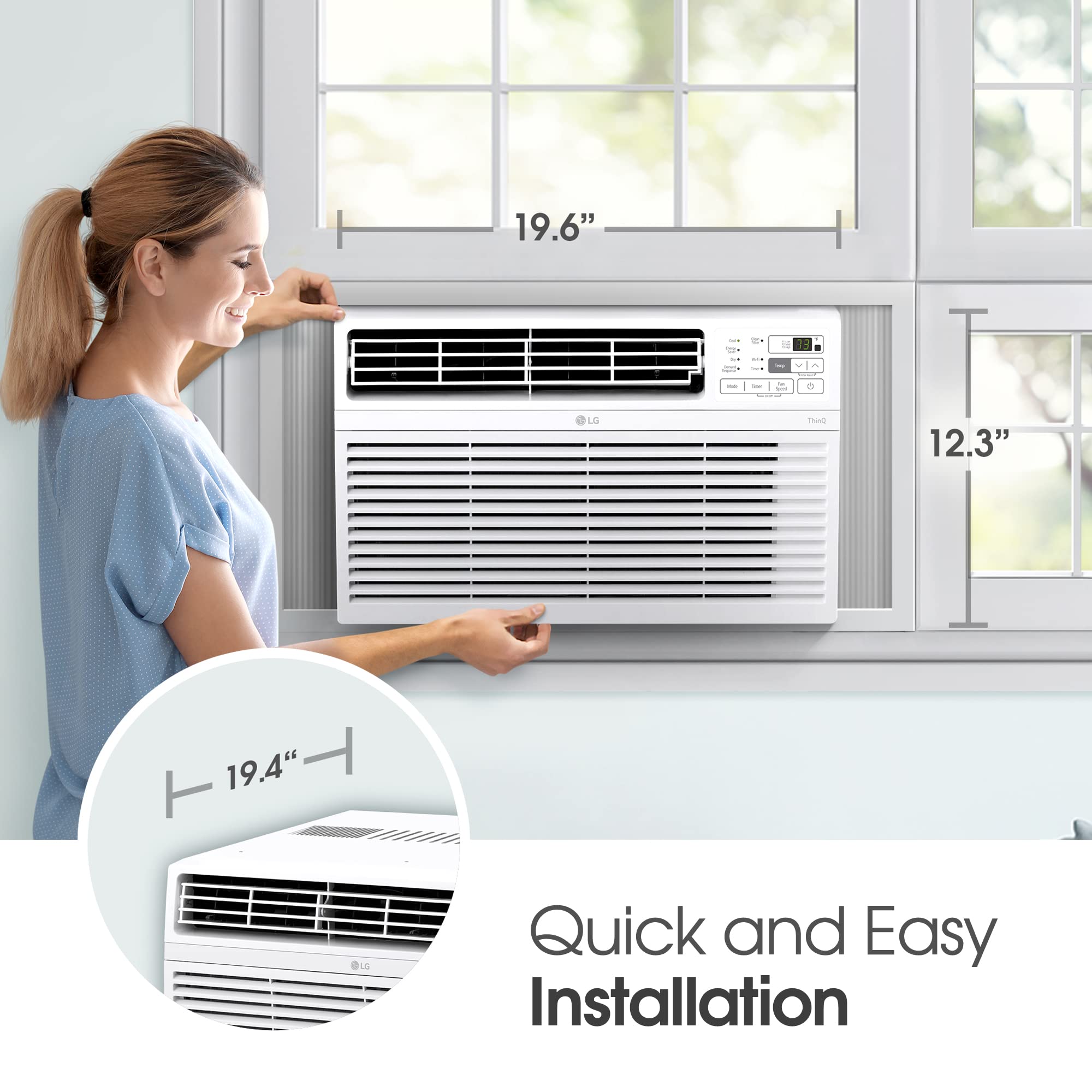 LG 10000 BTU Window Air Conditioners [2023] Remote Control WiFi App Ultra-Quiet Washable Filter Cools 450Sq.Ft