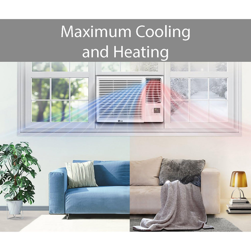 LG 18,000 BTU Heat and Cool Window Air Conditioner with WiFi Controls, Smart Temperature Control for Rooms up to 1,000 Sq. Ft., White