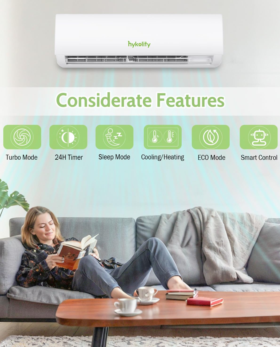 Wifi Enabled 18,000 BTU Mini Split Air Conditioner & Heater, 19 SEER2 230V Split AC Unit Ductless Inverter System