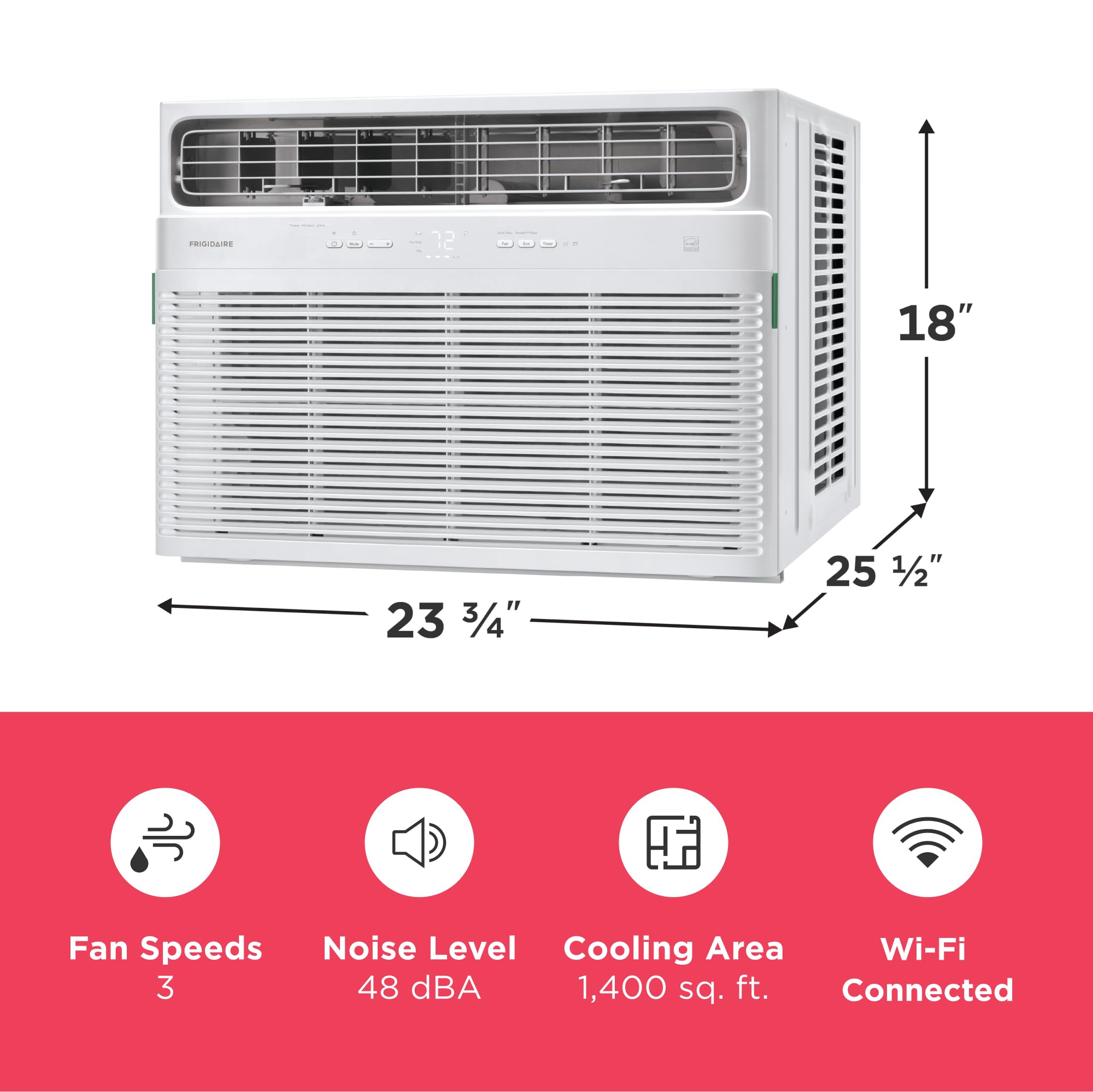 Frigidaire 24,000 BTU Smart Inverter Window Air Conditioner with Wi-Fi and Energy Star Certification, Cools Up to 1,020 Sq. Ft.