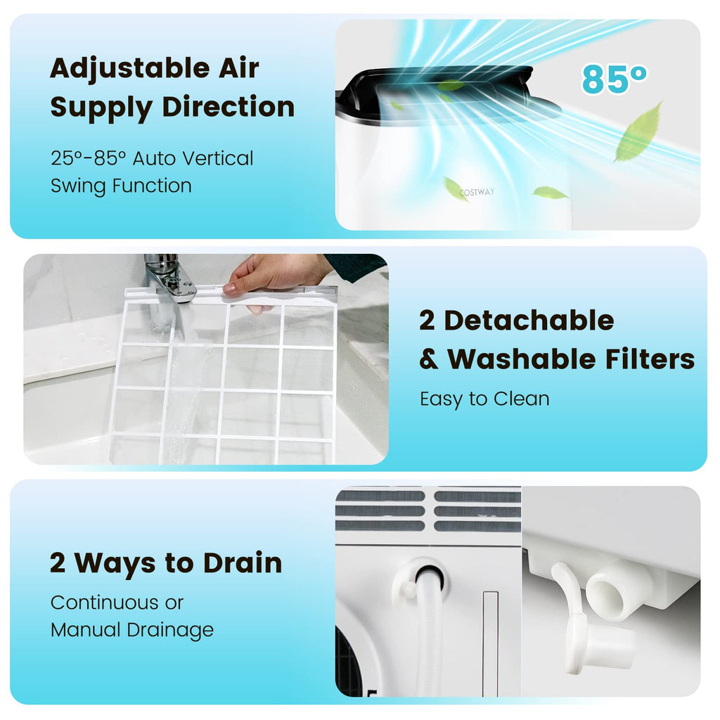 COSTWAY 13,000 BTU Portable Air Conditioner, Smart WiFi Enabled AC with App & Voice Control, with Cool, Fan