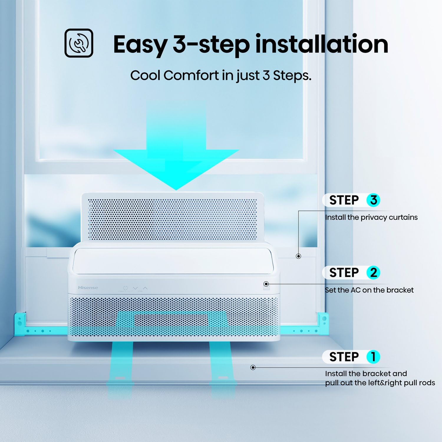 Hisense 8000 BTU Inverter Window Air Conditioner Unit, WiFi Smart App Control, Energy Efficient Quiet Cooling for Large Room
