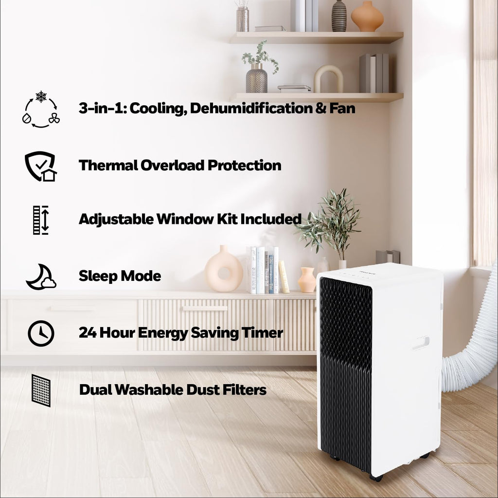 Honeywell 13,500 BTU Slim & Smart WiFi Portable AC with Fan, Dehumidifier, Alexa/Google Home Voice Control