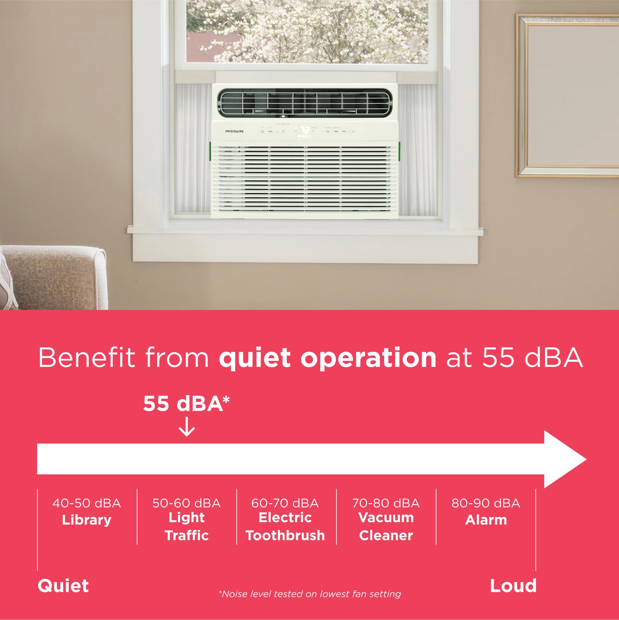 Frigidaire 12,000 BTU Smart Window Air Conditioner with Wi-Fi, Cools Up to 550 Sq. Ft., Remote Control, Quiet Operation, Eco Mode, 3 Fan Speeds, White