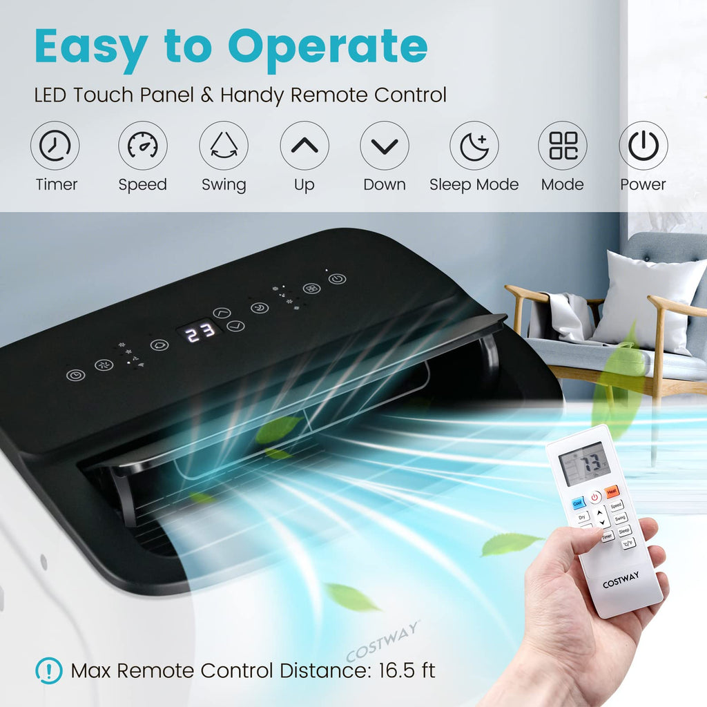 COSTWAY 13,000 BTU Portable Air Conditioner, Smart WiFi Enabled AC with App & Voice Control, with Cool, Fan