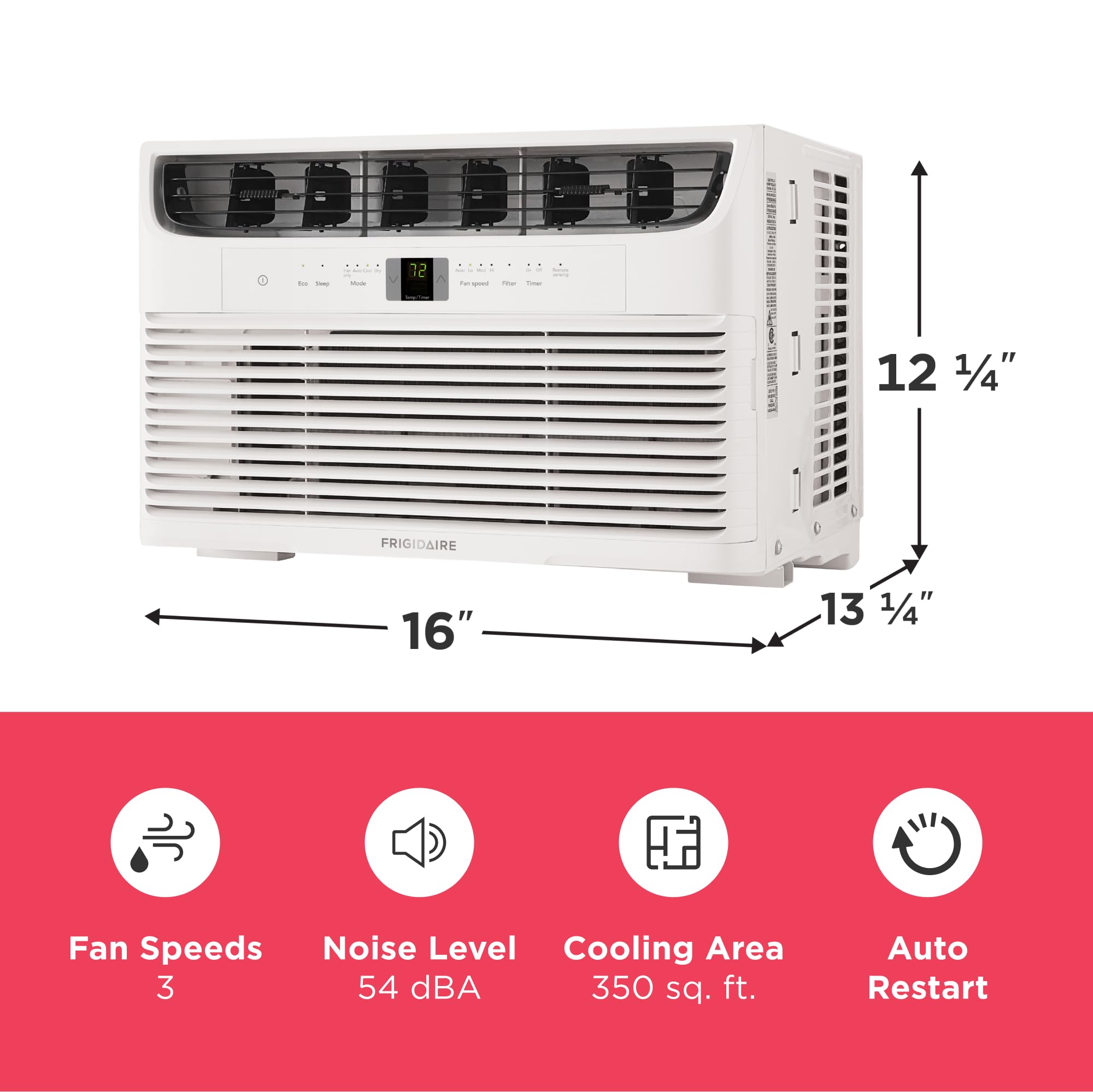 Frigidaire 8,000 BTU Window Air Conditioner with Remote Control, Cools Up to 350 Sq. Ft., Quiet Operation, Eco Mode