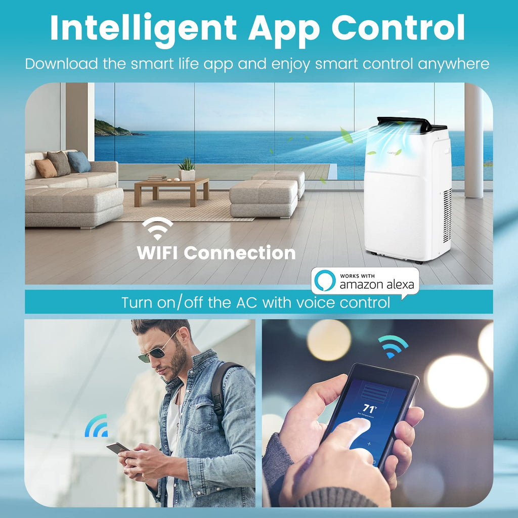 COSTWAY 13,000 BTU Portable Air Conditioner, Smart WiFi Enabled AC with App & Voice Control, with Cool, Fan