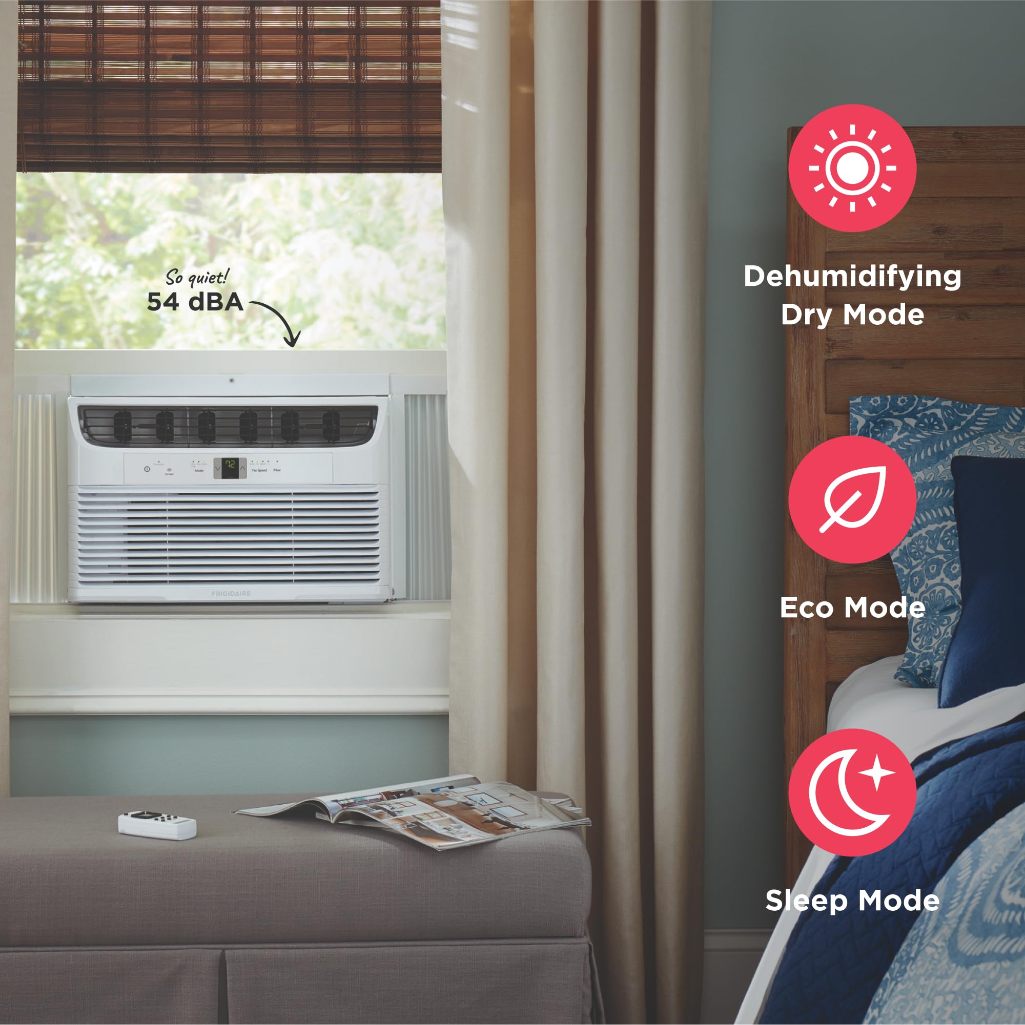 Frigidaire 8,000 BTU Window Air Conditioner with Remote Control, Cools Up to 350 Sq. Ft., Quiet Operation, Eco Mode