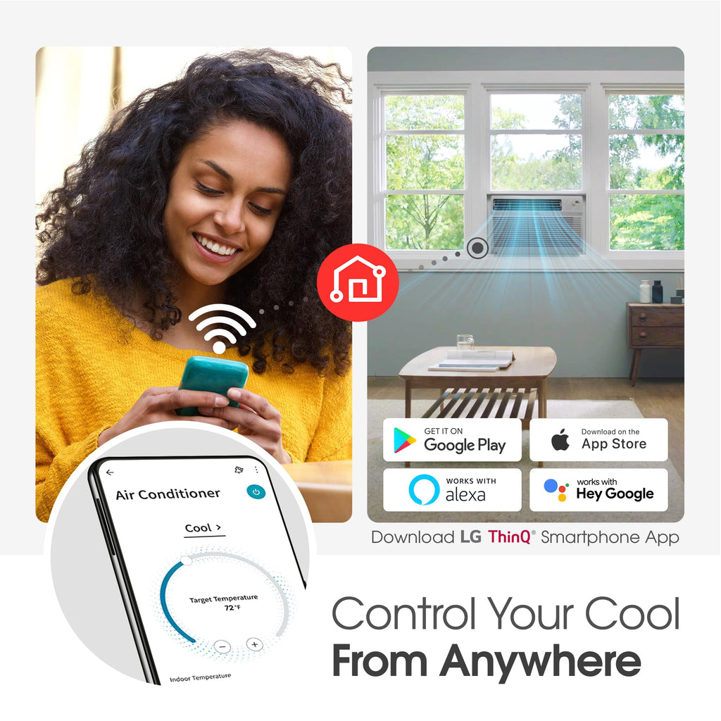 LG 12000 BTU Window Air Conditioner [2024 New]Remote Control WiFi Enabled Works w/LG ThinQ, Alexa