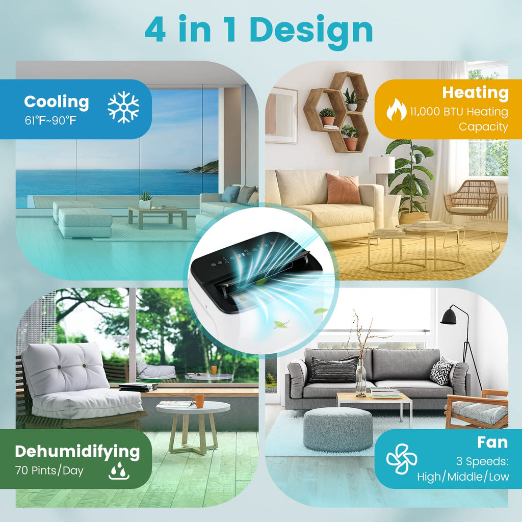 COSTWAY 13,000 BTU Portable Air Conditioner, Smart WiFi Enabled AC with App & Voice Control, with Cool, Fan